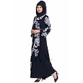 Dress abaya with Floral print- Navy Blue Dress abaya with Floral print- Navy Blue